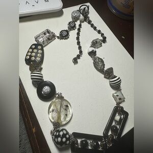 Vintage Chico's Black and White Mosaic Necklace